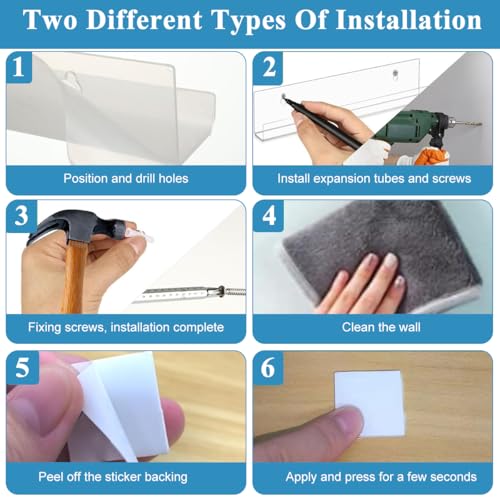 HASTHIP® 6 Pack Clear Vinyl Record Shelf Wall Mount Acrylic Album Holder Display Invisible Storage Hanger CD Floating for Home Office 4 inch 2 PCS HASTHIP® 6 Pack Clear Vinyl Record Shelf Wall Mount Acrylic Album Holder Display Invisible Storage Hanger CD Floating for Home Office 4 inch 2 PCS